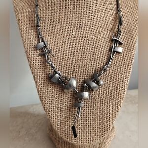 Modernist Sonia Ferland Osmose Sculptured Pewter Necklace